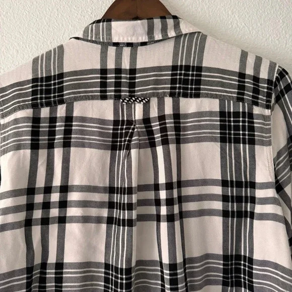 Como Vintage Plaid Flannel Button Down Shirt Black White Grungecore XL Cozy - Picture 6 of 14